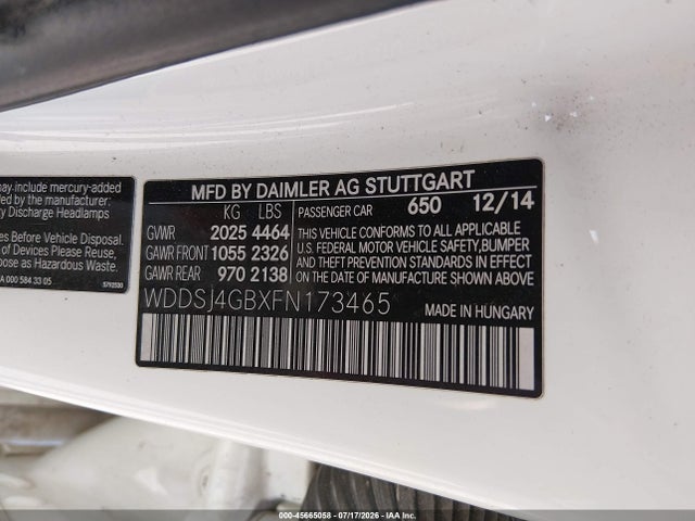 Aukcja sprzedaży 2015 Mercedes-benz Cla 250 4matic, vin: WDDSJ4GBXFN173465, numer aukcji: 45665058