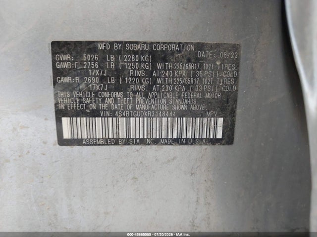 2024 Subaru Outback Wilderness მანქანა იყიდება აუქციონზე, vin: 4S4BTGUDXR3148444, აუქციონის ნომერი: 45665059