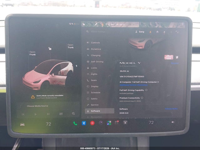 Продаж на аукціоні авто 2021 Tesla Model Y Performance Dual Motor All-wheel Drive/standard Range Rear-wheel Drive, vin: 5YJYGAED7MF115900, номер лоту: 45665073
