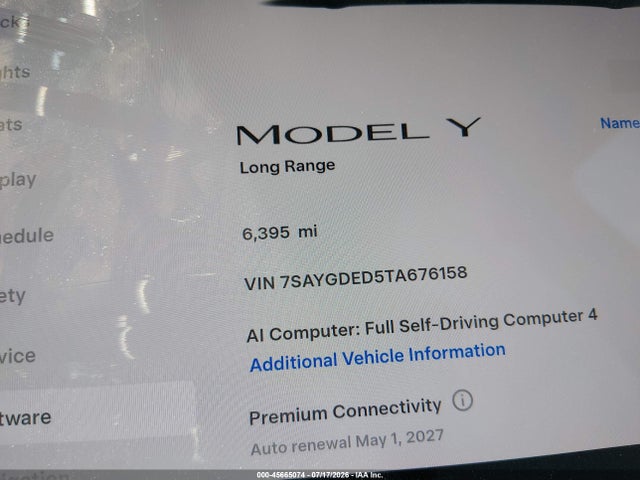Aukcja sprzedaży 2026 Tesla Model Y Premium Rear-wheel Drive/rear-wheel Drive, vin: 7SAYGDED5TA676158, numer aukcji: 45665074