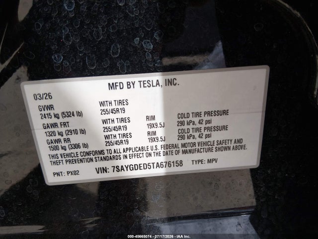 Aukcja sprzedaży 2026 Tesla Model Y Premium Rear-wheel Drive/rear-wheel Drive, vin: 7SAYGDED5TA676158, numer aukcji: 45665074