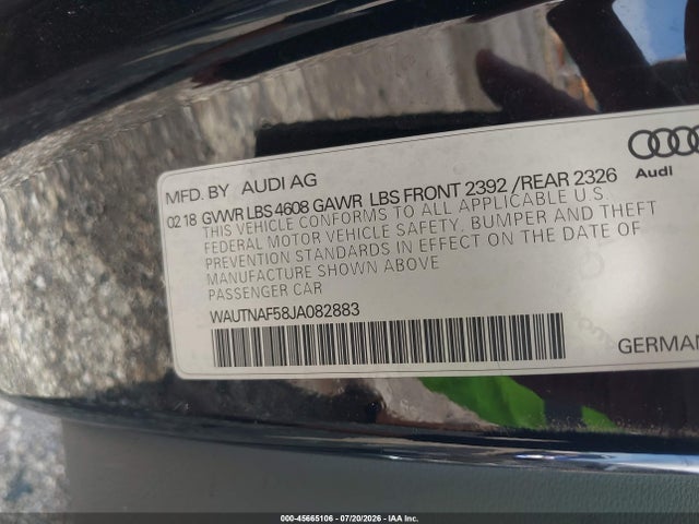 45665106 :رقم المزاد ، WAUTNAF58JA082883 vin ، 2018 Audi A5 2.0t Premium مزاد بيع