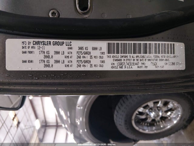 Продаж на аукціоні авто 2012 Ram 1500 Big Horn, vin: 1C6RD7LT4CS191447, номер лоту: 45665141