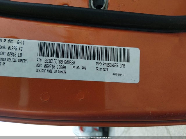 45665272 :رقم المزاد ، 2B3CL5CT6BH609620 vin ، 2011 Dodge Charger R/t مزاد بيع