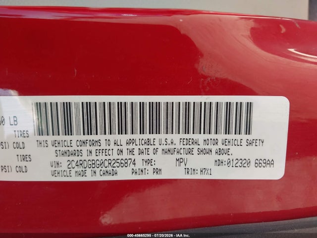 Продаж на аукціоні авто 2012 Dodge Grand Caravan Se/avp, vin: 2C4RDGBG0CR256874, номер лоту: 45665295
