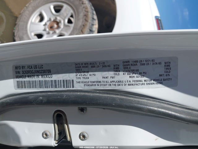 Продажа на аукционе авто 2022 Ram 3500 Tradesman  4x4 8' Box, vin: 3C63R3GJXNG238709, номер лота: 45665366