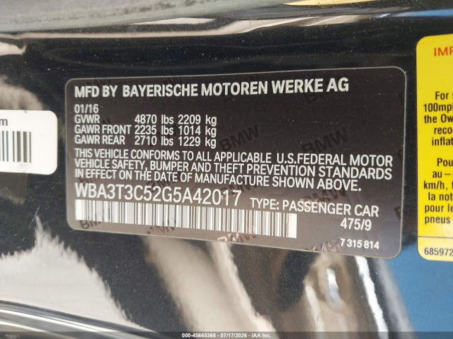 Продажа на аукционе авто 2016 Bmw 435i, vin: WBA3T3C52G5A42017, номер лота: 45665368