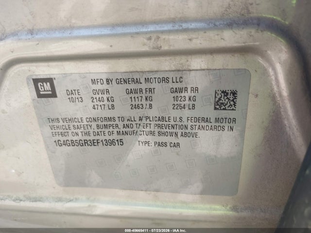 Продаж на аукціоні авто 2014 Buick Lacrosse Leather Group, vin: 1G4GB5GR3EF139615, номер лоту: 45665411
