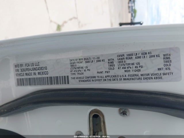 Продаж на аукціоні авто 2022 Ram 2500 Tradesman  4x4 8' Box, vin: 3C6UR5HJ6NG438310, номер лоту: 45665418
