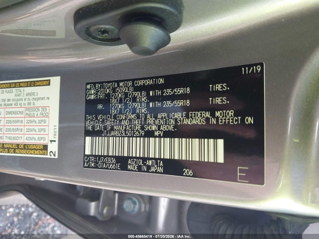 2020 Lexus Nx 300 F Sport მანქანა იყიდება აუქციონზე, vin: JTJJARBZ3L5012679, აუქციონის ნომერი: 45665419
