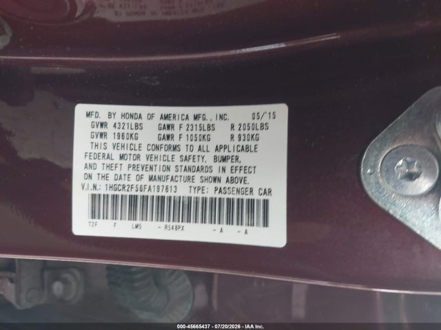 1HGCR2F56FA197813 Honda Accord Sport
