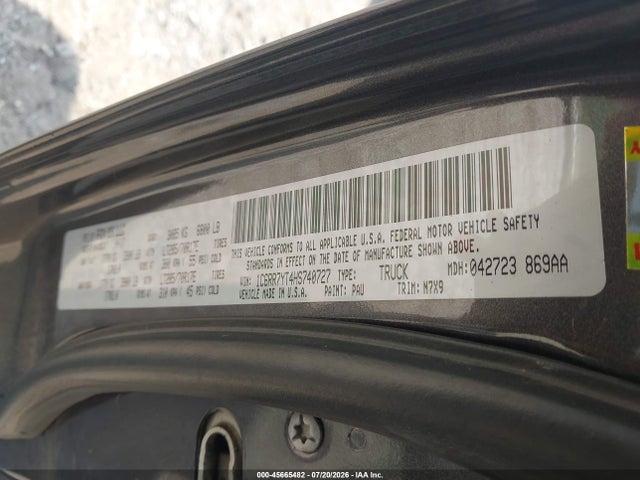 Auction sale of the 2017 Ram 1500 Rebel  4x4 5'7 Box, vin: 1C6RR7YT4HS740727, lot number: 45665482