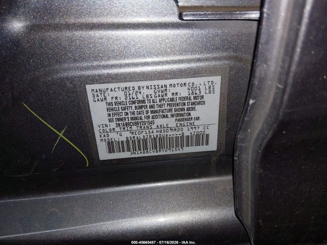 3N1AB8CV8RY291549 Nissan Sentra Sv Xtronic Cvt