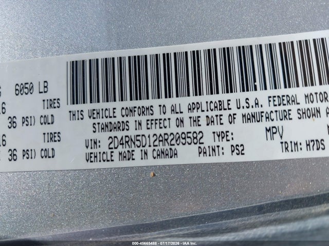 Продажа на аукционе авто 2010 Dodge Grand Caravan Sxt, vin: 2D4RN5D12AR209582, номер лота: 45665488