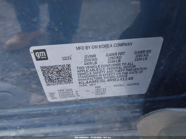 45665504 :رقم المزاد ، KL4AMCSL4RB141148 vin ، 2024 Buick Encore Gx Preferred Awd مزاد بيع