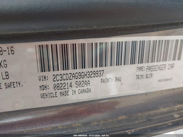 45665548 :رقم المزاد ، 2C3CDZAG9GH329937 vin ، 2016 Dodge Challenger Sxt Plus مزاد بيع