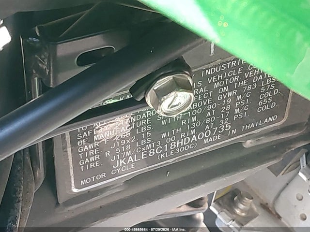 Aukcja sprzedaży 2017 Kawasaki Kle300 C, vin: JKALE8C18HDA00735, numer aukcji: 45665664