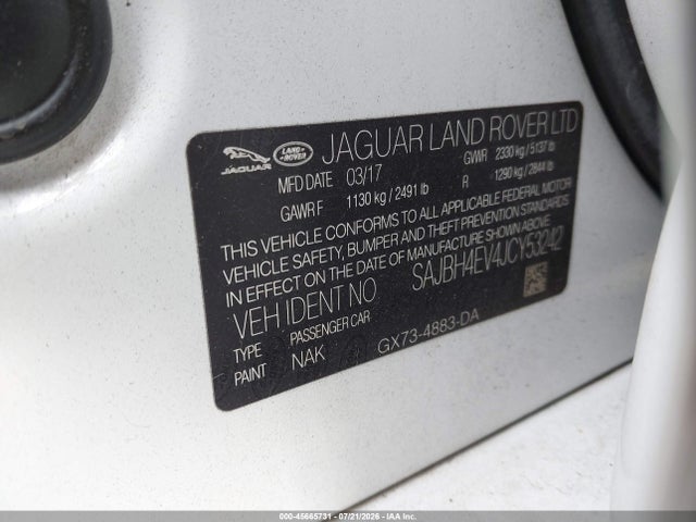 45665731 :رقم المزاد ، SAJBH4EV4JCY53242 vin ، 2018 Jaguar Xf 35t Portfolio Limited Edition مزاد بيع