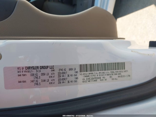 Aukcja sprzedaży 2015 Chrysler Town & Country Touring, vin: 2C4RC1BG4FR520490, numer aukcji: 45665762