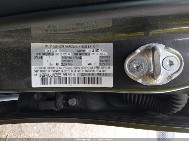 Продаж на аукціоні авто 2020 Mazda Mazda3 Select Package, vin: 3MZBPACLXLM135565, номер лоту: 45665801