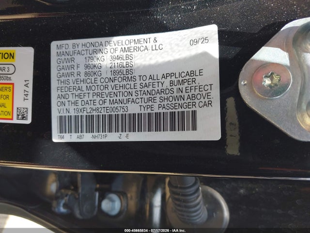Aukcja sprzedaży 2026 Honda Civic Sport, vin: 19XFL2H82TE005753, numer aukcji: 45665834