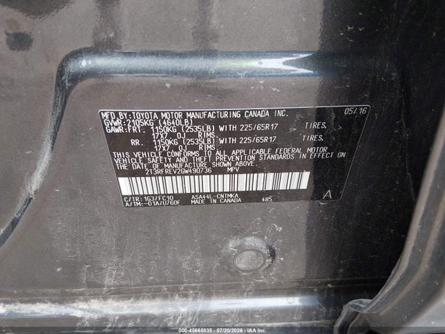 Toyota Rav4 Xle 2016 2T3RFREV2GW490736 Image 9