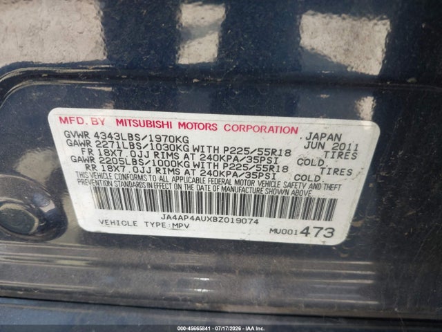 Aukcja sprzedaży 2011 Mitsubishi Outlander Sport Se, vin: JA4AP4AUXBZ019074, numer aukcji: 45665841