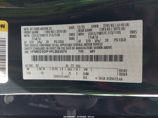 1FMEE5DP1PLB83070 Ford Bronco Black Diamond