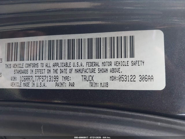 Продаж на аукціоні авто 2015 Ram 1500 Outdoorsman, vin: 1C6RR7LT7FS713199, номер лоту: 45665917