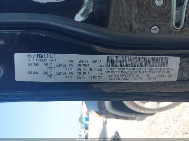 Продаж на аукціоні авто 2019 Jeep Compass Latitude 4x4, vin: 3C4NJDBB9KT641274, номер лоту: 45665928