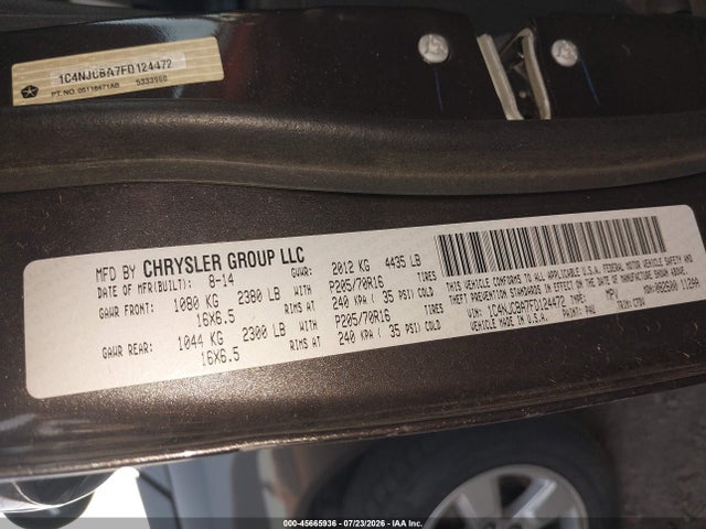 45665936 :رقم المزاد ، 1C4NJCBA7FD124472 vin ، 2015 Jeep Compass Sport مزاد بيع