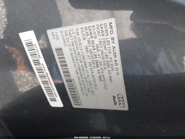 Продажа на аукционе авто 2012 Audi Q7 3.0 Tdi Premium, vin: WA1LMAFE4CD007499, номер лота: 45665956