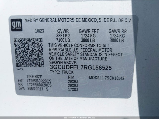 3GCUDFEL7RG156525 Chevrolet Silverado 1500 4wd Short Bed Lt Trail Boss