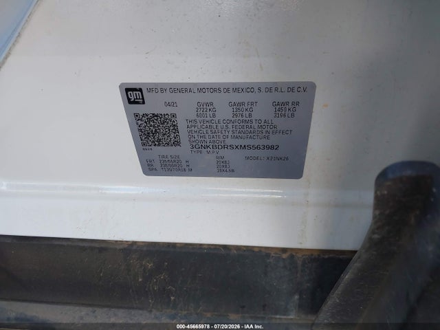 Aukcja sprzedaży 2021 Chevrolet Blazer Fwd 3lt, vin: 3GNKBDRSXMS563982, numer aukcji: 45665978