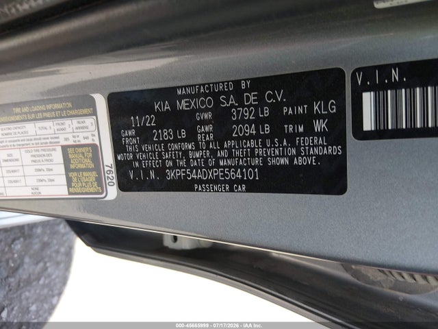 Продажа на аукционе авто 2023 Kia Forte Gt-line, vin: 3KPF54ADXPE564101, номер лота: 45665999