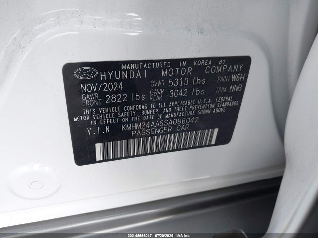 KMHM24AA6SA096042 Hyundai Ioniq 6 Se