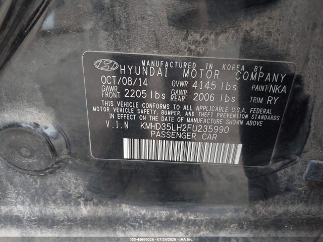 Aukcja sprzedaży 2015 Hyundai Elantra Gt, vin: KMHD35LH2FU235990, numer aukcji: 45666026