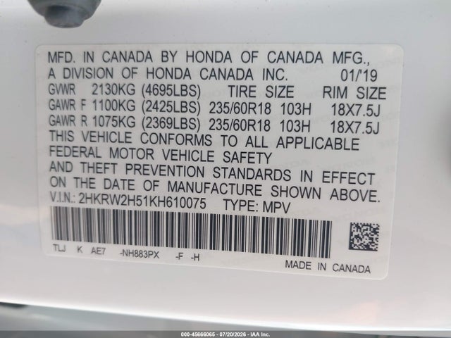 Honda CR-V EX 2019 2HKRW2H51KH610075 Image 9