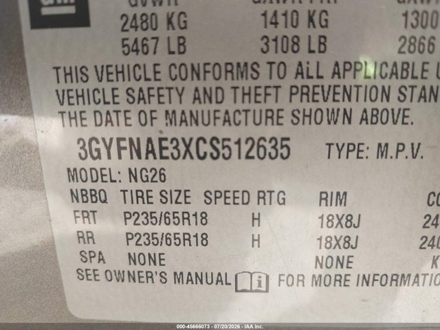 Продаж на аукціоні авто 2012 Cadillac Srx Luxury Collection, vin: 3GYFNAE3XCS512635, номер лоту: 45666073