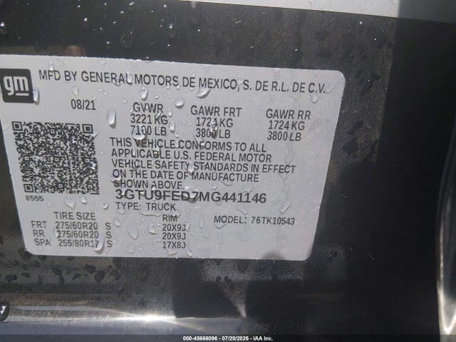 Продаж на аукціоні авто 2021 Gmc Sierra 1500 4wd  Short Box Denali, vin: 3GTU9FED7MG441146, номер лоту: 45666096