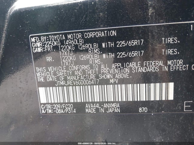 JTMRJREV6GD006417 Toyota Rav4 Hybrid Xle