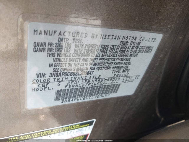 Aukcja sprzedaży 2025 Nissan Kicks Sv Intelligent Awd, vin: 3N8AP6CB0SL300647, numer aukcji: 45666156
