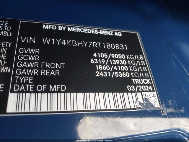 Aukcja sprzedaży 2024 Mercedes-benz Sprinter 2500 Standard Roof 4-cyl Diesel, vin: W1Y4KBHY7RT180831, numer aukcji: 45666163