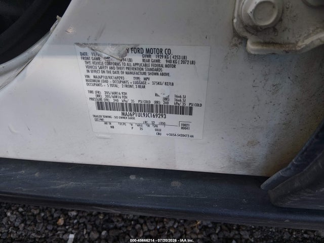 45666214 :رقم المزاد ، MAJ6P1UL9JC169293 vin ، 2018 Ford Ecosport Se مزاد بيع