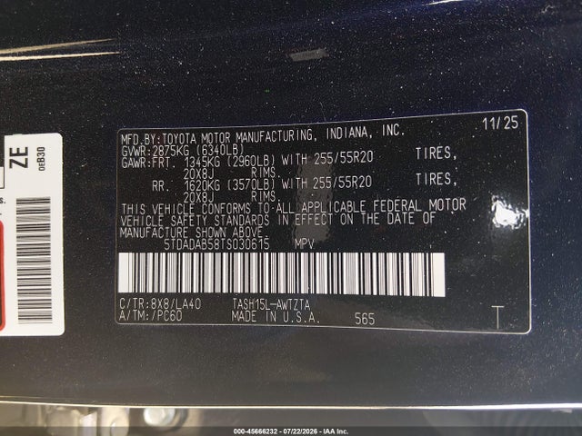 5TDADAB58TS030615 Toyota Grand Highlander Hybrid Max Platinum