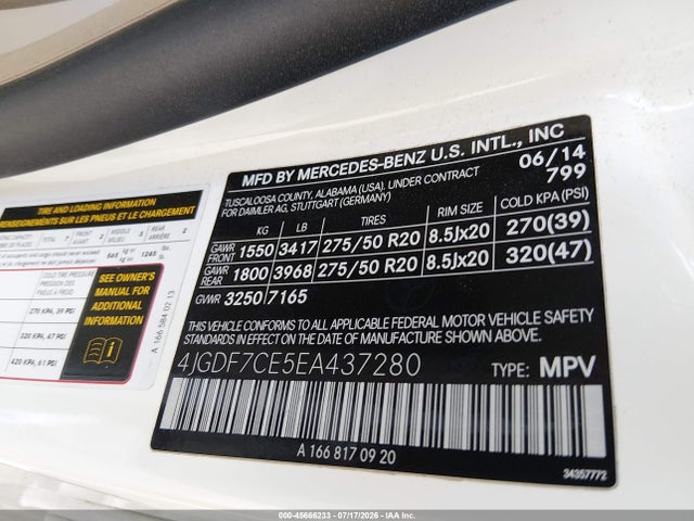 Продаж на аукціоні авто 2014 Mercedes-benz Gl 450 4matic, vin: 4JGDF7CE5EA437280, номер лоту: 45666233