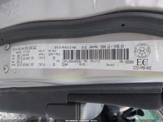 Продажа на аукционе авто 2017 Jeep Cherokee Sport, vin: 1C4PJLAS5HW554351, номер лота: 45666235