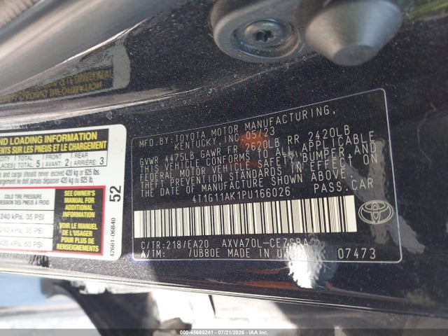 Продаж на аукціоні авто 2023 Toyota Camry Se, vin: 4T1G11AK1PU166026, номер лоту: 45666241