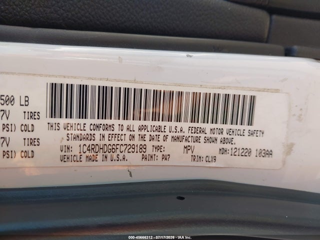 Dodge DURANGO LIMITED 2015 1C4RDHDG6FC729189 Image 9