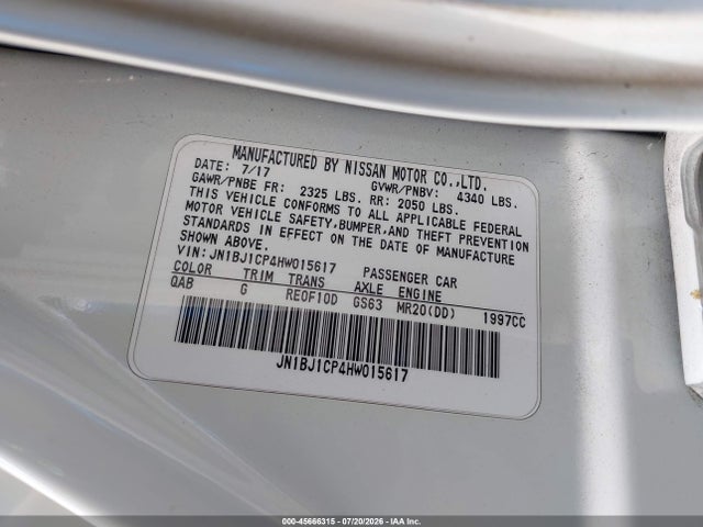JN1BJ1CP4HW015617 Nissan Rogue Sport Sv